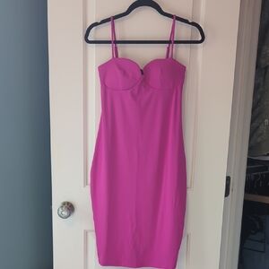 Express Vibrant Pink Strapless Dress